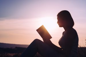silhouette of a young beautiful woman