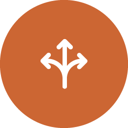 arrows pointing 3 different ways